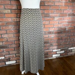 Black and Cream Chevron Maxi Skirt, Sz M to L